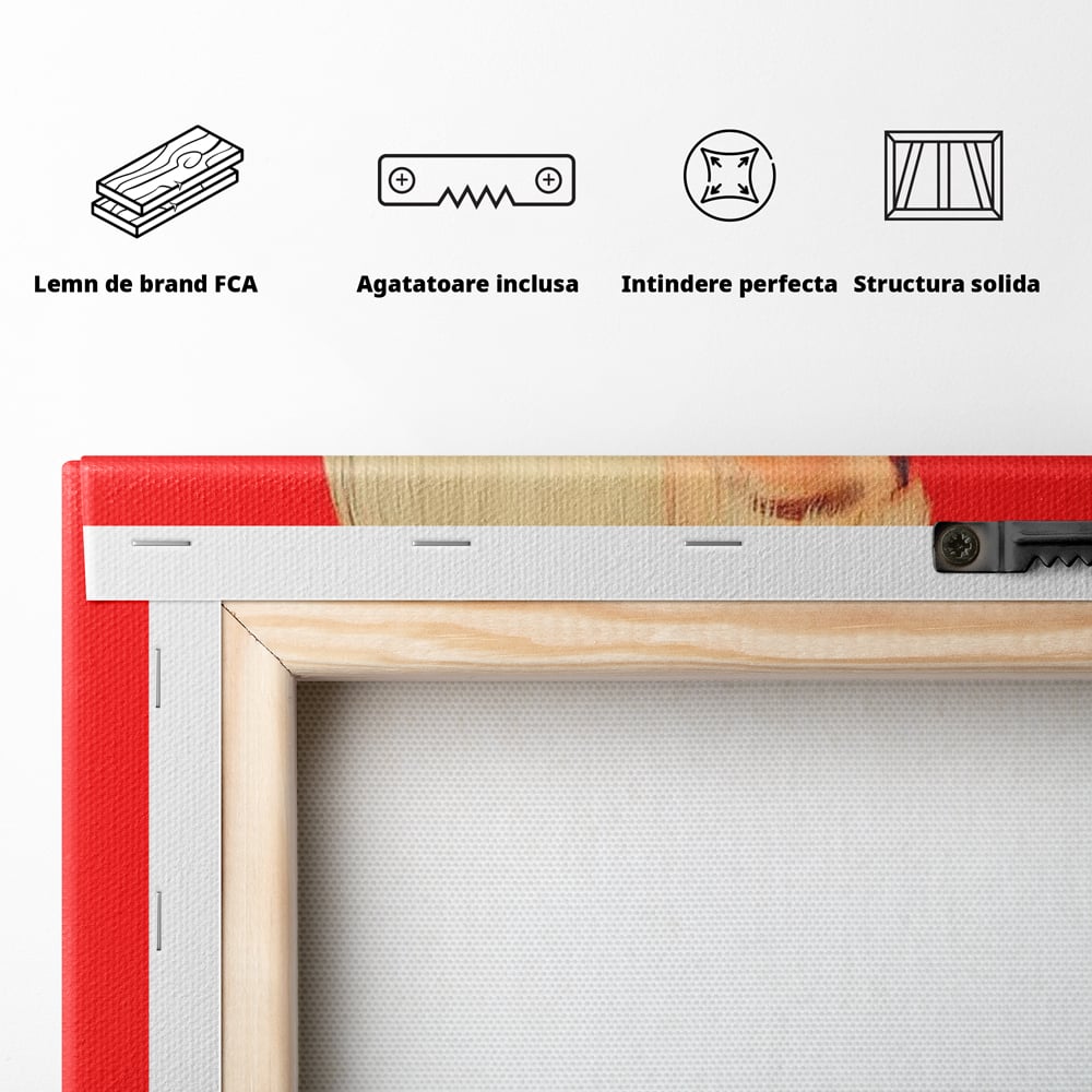 Tablou Canvas Premium, LuxCanva® G1217, Femeia Fatala, Atitudine, Rosu, Tigara, Rebela, Seductie, Fum, Iconic, Foc, Independenta, Chip, Rebeliune, Pasiune, Taina, Blonda, Salon, Birou, Living, Dormitor