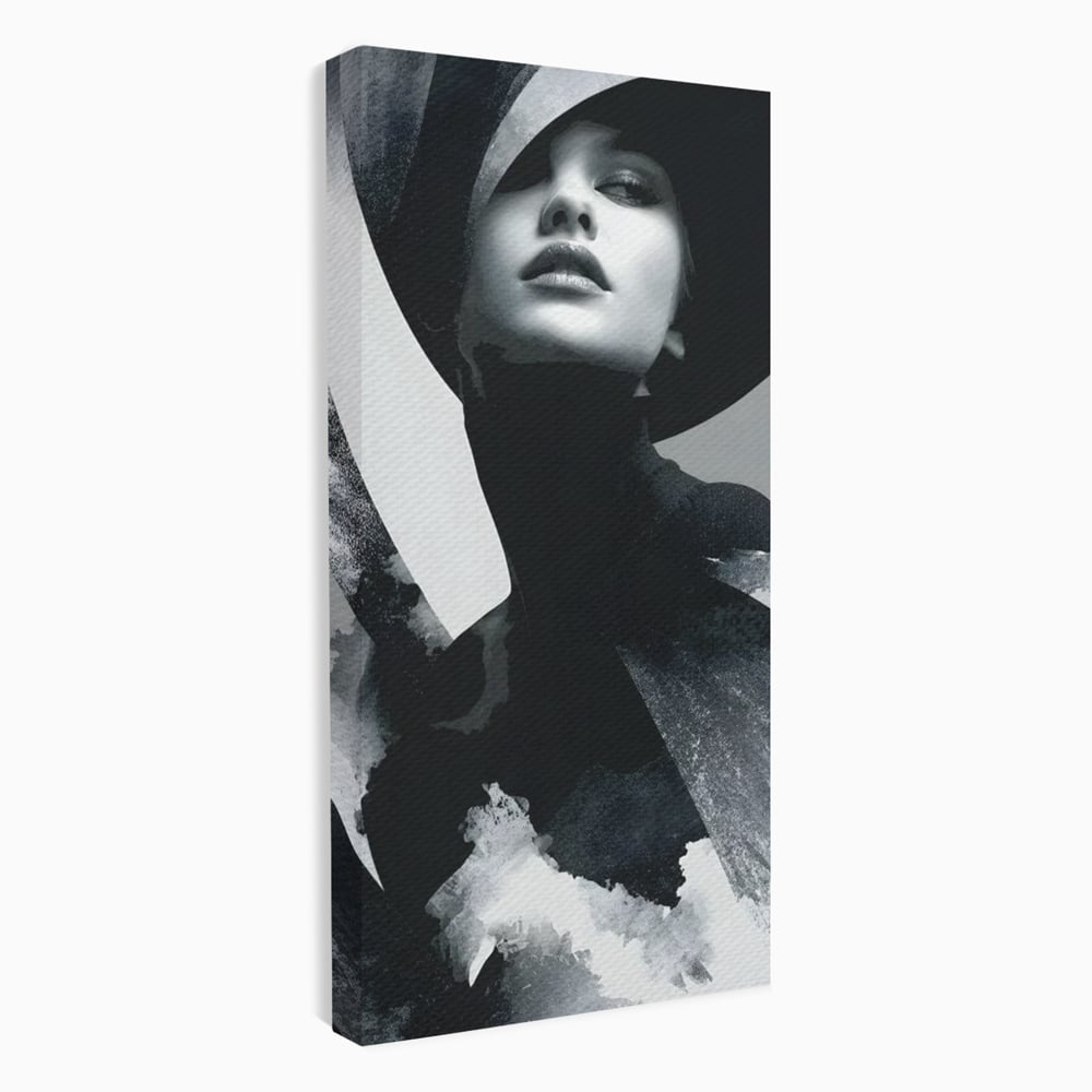 Leinwand Wandkunst Canvas Premium, LuxCanva® G1218, Schwarz-Weiß-Gedicht, Eleganz, Dame, Macht, Silhouette, Schatten, Muse, Anmut, Ewigkeit, Dunkelheit, Königin, Licht, Königin, Licht, Taina, Wohnzimmer, Büro, Wohnzimmer, Schlafzimmer