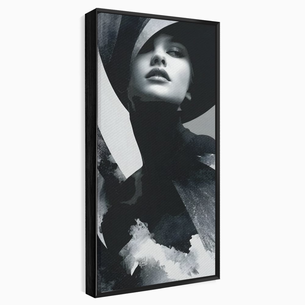 Leinwand Wandkunst Canvas Premium, LuxCanva® G1218, Schwarz-Weiß-Gedicht, Eleganz, Dame, Macht, Silhouette, Schatten, Muse, Anmut, Ewigkeit, Dunkelheit, Königin, Licht, Königin, Licht, Taina, Wohnzimmer, Büro, Wohnzimmer, Schlafzimmer