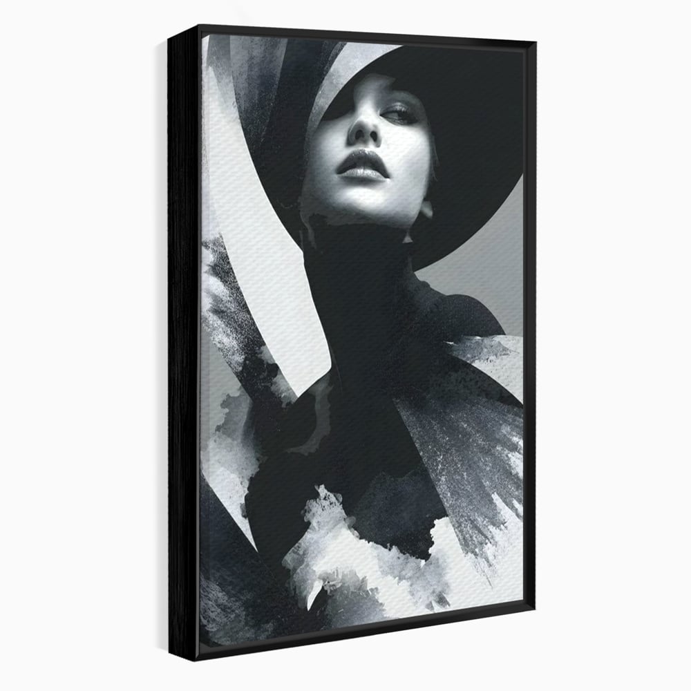 Leinwand Wandkunst Canvas Premium, LuxCanva® G1218, Schwarz-Weiß-Gedicht, Eleganz, Dame, Macht, Silhouette, Schatten, Muse, Anmut, Ewigkeit, Dunkelheit, Königin, Licht, Königin, Licht, Taina, Wohnzimmer, Büro, Wohnzimmer, Schlafzimmer