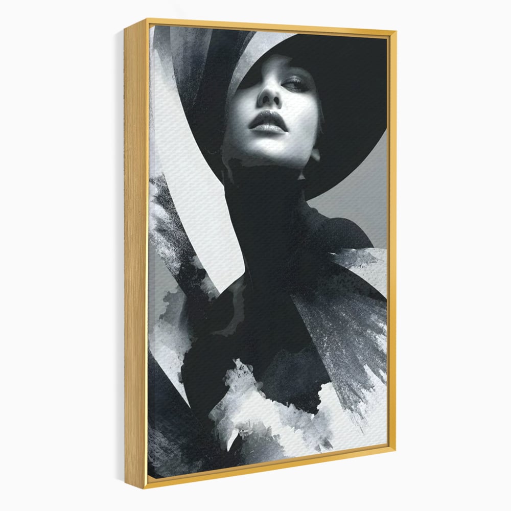 Leinwand Wandkunst Canvas Premium, LuxCanva® G1218, Schwarz-Weiß-Gedicht, Eleganz, Dame, Macht, Silhouette, Schatten, Muse, Anmut, Ewigkeit, Dunkelheit, Königin, Licht, Königin, Licht, Taina, Wohnzimmer, Büro, Wohnzimmer, Schlafzimmer
