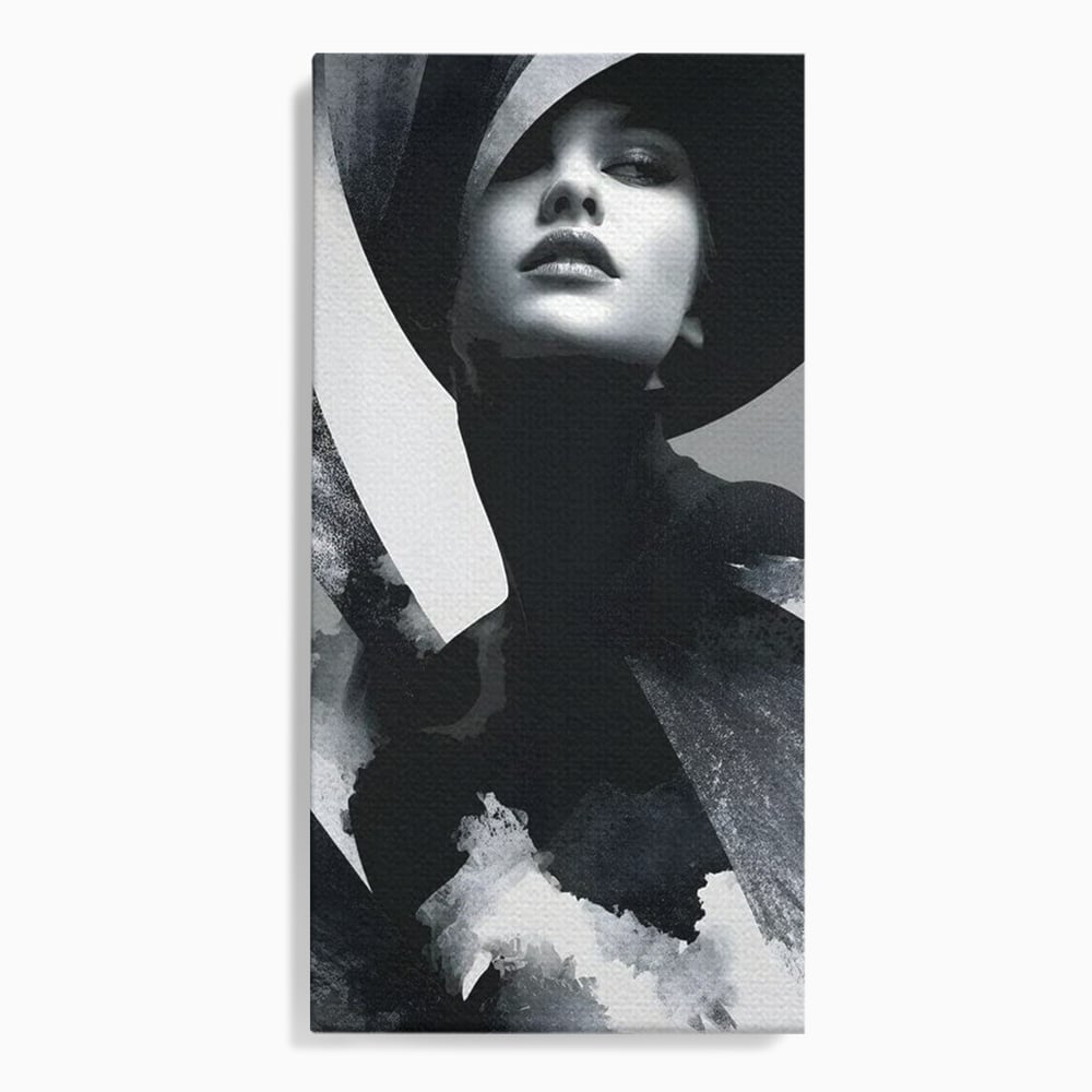 Leinwand Wandkunst Canvas Premium, LuxCanva® G1218, Schwarz-Weiß-Gedicht, Eleganz, Dame, Macht, Silhouette, Schatten, Muse, Anmut, Ewigkeit, Dunkelheit, Königin, Licht, Königin, Licht, Taina, Wohnzimmer, Büro, Wohnzimmer, Schlafzimmer