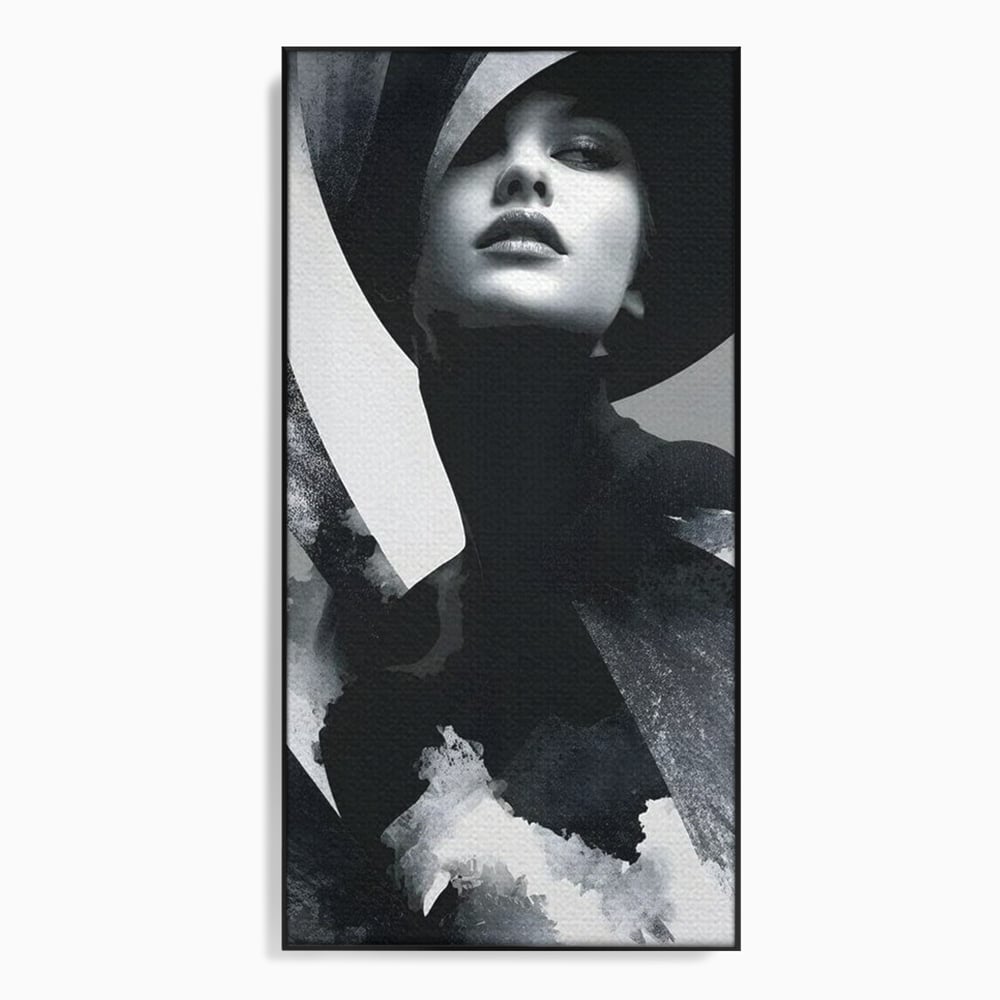Leinwand Wandkunst Canvas Premium, LuxCanva® G1218, Schwarz-Weiß-Gedicht, Eleganz, Dame, Macht, Silhouette, Schatten, Muse, Anmut, Ewigkeit, Dunkelheit, Königin, Licht, Königin, Licht, Taina, Wohnzimmer, Büro, Wohnzimmer, Schlafzimmer