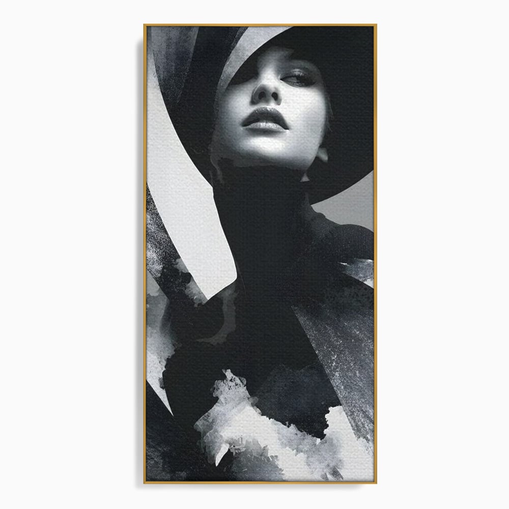 Leinwand Wandkunst Canvas Premium, LuxCanva® G1218, Schwarz-Weiß-Gedicht, Eleganz, Dame, Macht, Silhouette, Schatten, Muse, Anmut, Ewigkeit, Dunkelheit, Königin, Licht, Königin, Licht, Taina, Wohnzimmer, Büro, Wohnzimmer, Schlafzimmer