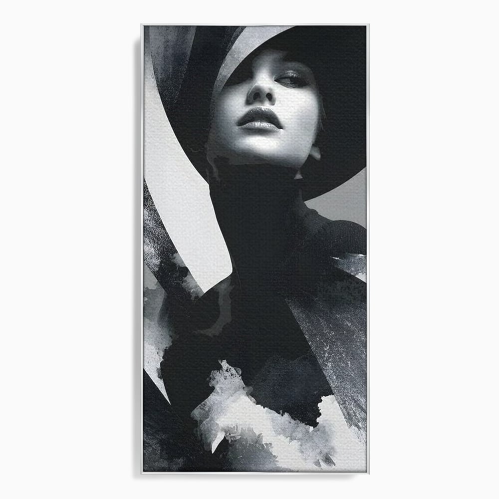 Leinwand Wandkunst Canvas Premium, LuxCanva® G1218, Schwarz-Weiß-Gedicht, Eleganz, Dame, Macht, Silhouette, Schatten, Muse, Anmut, Ewigkeit, Dunkelheit, Königin, Licht, Königin, Licht, Taina, Wohnzimmer, Büro, Wohnzimmer, Schlafzimmer