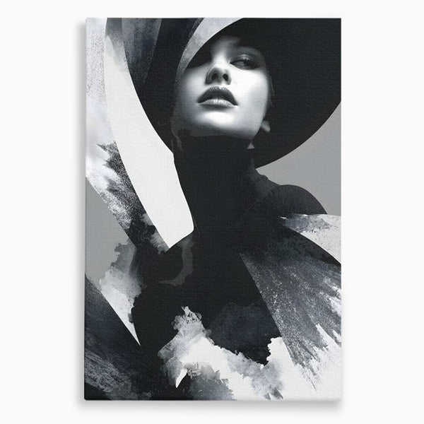 Leinwand Wandkunst Canvas Premium, LuxCanva® G1218, Schwarz-Weiß-Gedicht, Eleganz, Dame, Macht, Silhouette, Schatten, Muse, Anmut, Ewigkeit, Dunkelheit, Königin, Licht, Königin, Licht, Taina, Wohnzimmer, Büro, Wohnzimmer, Schlafzimmer