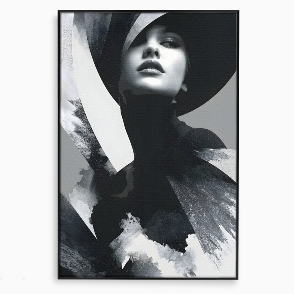 Leinwand Wandkunst Canvas Premium, LuxCanva® G1218, Schwarz-Weiß-Gedicht, Eleganz, Dame, Macht, Silhouette, Schatten, Muse, Anmut, Ewigkeit, Dunkelheit, Königin, Licht, Königin, Licht, Taina, Wohnzimmer, Büro, Wohnzimmer, Schlafzimmer