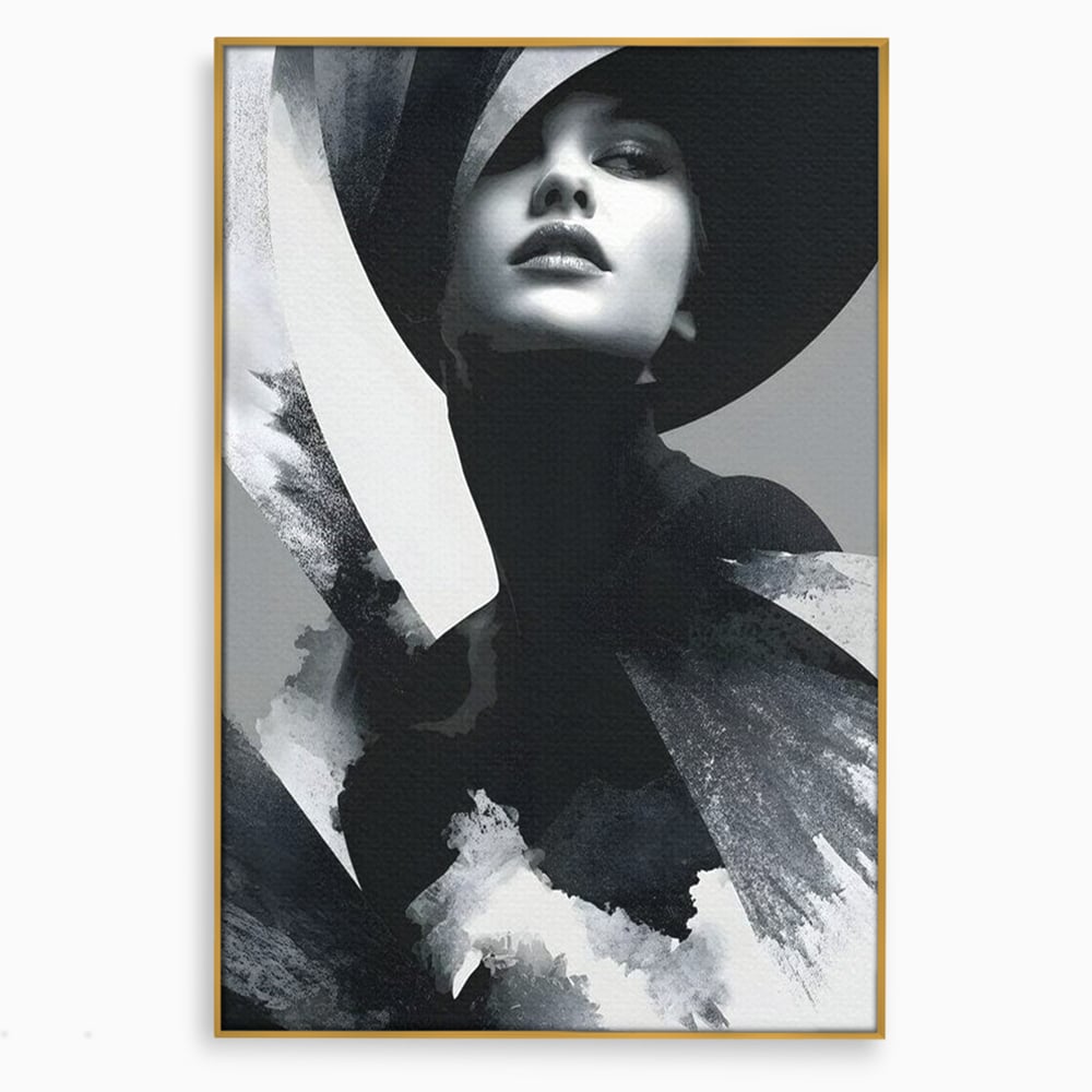 Leinwand Wandkunst Canvas Premium, LuxCanva® G1218, Schwarz-Weiß-Gedicht, Eleganz, Dame, Macht, Silhouette, Schatten, Muse, Anmut, Ewigkeit, Dunkelheit, Königin, Licht, Königin, Licht, Taina, Wohnzimmer, Büro, Wohnzimmer, Schlafzimmer