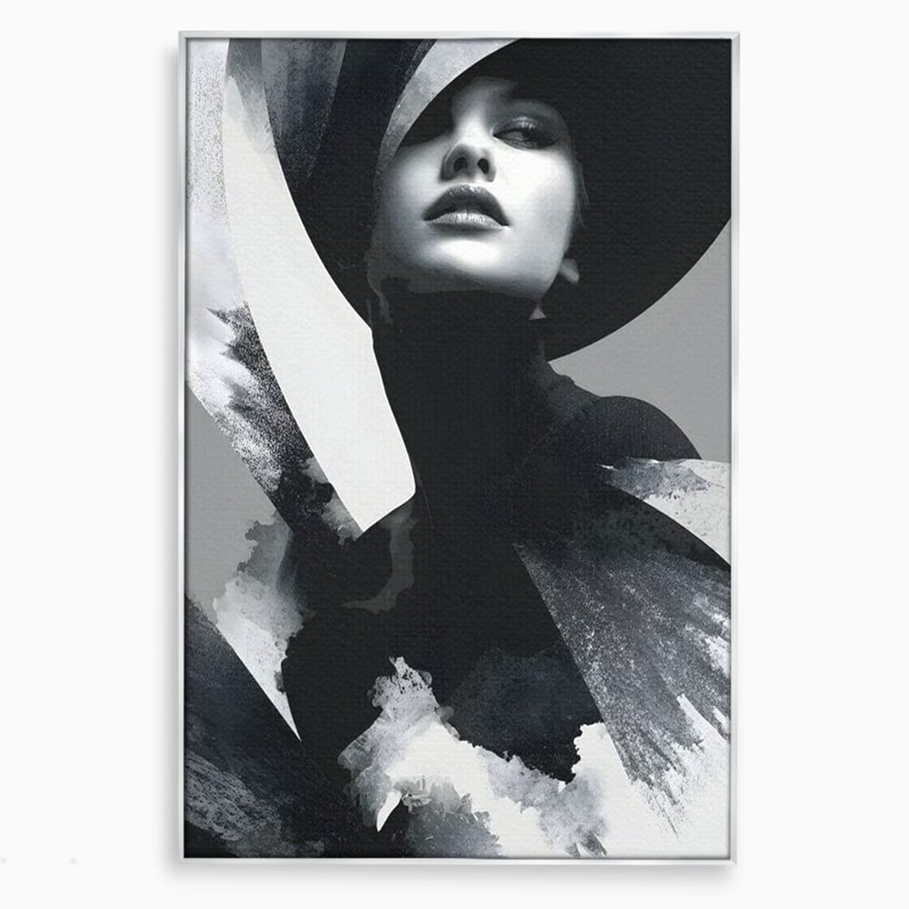 Leinwand Wandkunst Canvas Premium, LuxCanva® G1218, Schwarz-Weiß-Gedicht, Eleganz, Dame, Macht, Silhouette, Schatten, Muse, Anmut, Ewigkeit, Dunkelheit, Königin, Licht, Königin, Licht, Taina, Wohnzimmer, Büro, Wohnzimmer, Schlafzimmer