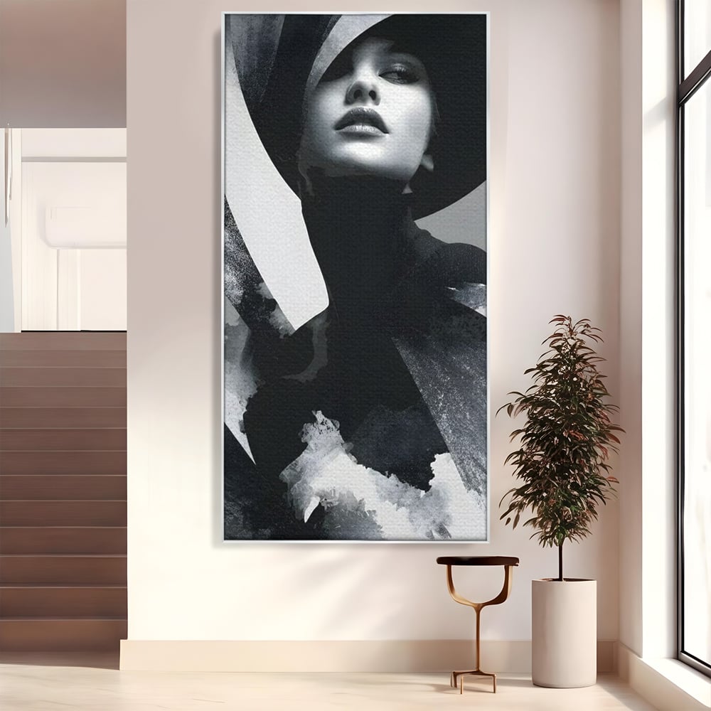 Leinwand Wandkunst Canvas Premium, LuxCanva® G1218, Schwarz-Weiß-Gedicht, Eleganz, Dame, Macht, Silhouette, Schatten, Muse, Anmut, Ewigkeit, Dunkelheit, Königin, Licht, Königin, Licht, Taina, Wohnzimmer, Büro, Wohnzimmer, Schlafzimmer
