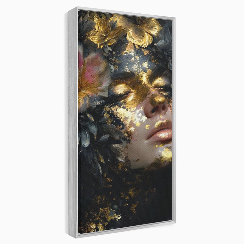 Tablou Canvas Premium, LuxCanva® G1219, Somnul Zeitei, Alchimie, Aur, Flori, Secret, Noapte, Incoronat, Baroc, Opulenta, Floral, Metamorfoza, Obscur, Mistic, Salon, Birou, Living, Dormitor