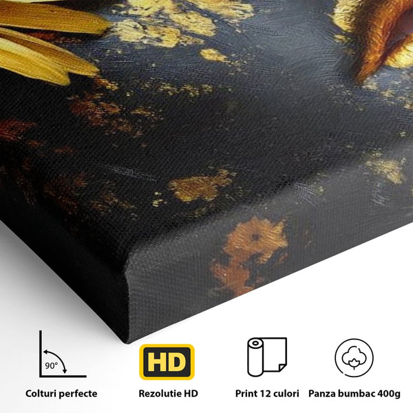 Tablou Canvas Premium, LuxCanva® G1220, Flori din Olimp, Soare, Aura, Lumina, Eclipsa, Zeitate, Mistic, Zeita, Ascuns, Timiditate, Visare, Dorinta, Splendoare, Salon, Birou, Living, Dormitor
