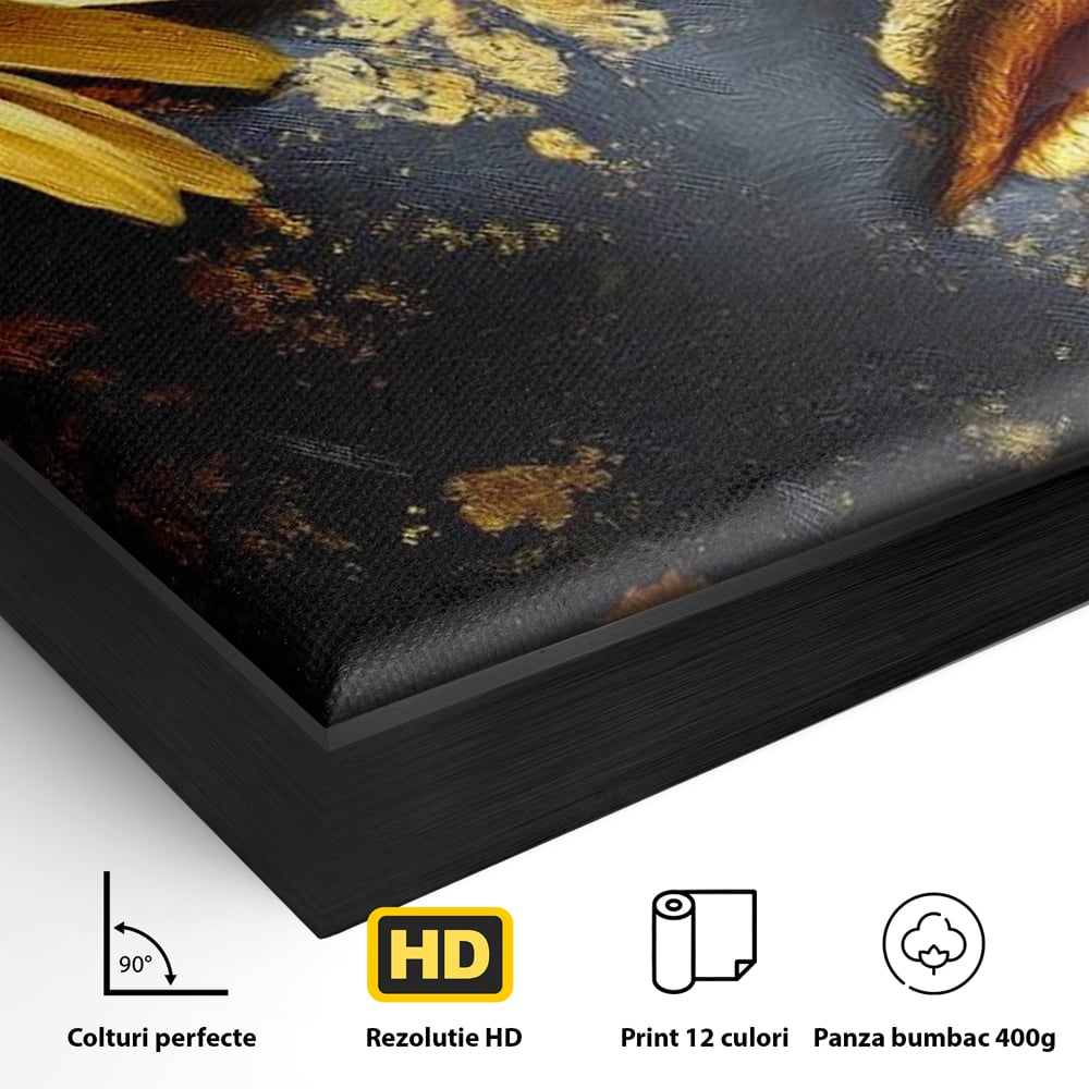 Tablou Canvas Premium, LuxCanva® G1220, Flori din Olimp, Soare, Aura, Lumina, Eclipsa, Zeitate, Mistic, Zeita, Ascuns, Timiditate, Visare, Dorinta, Splendoare, Salon, Birou, Living, Dormitor