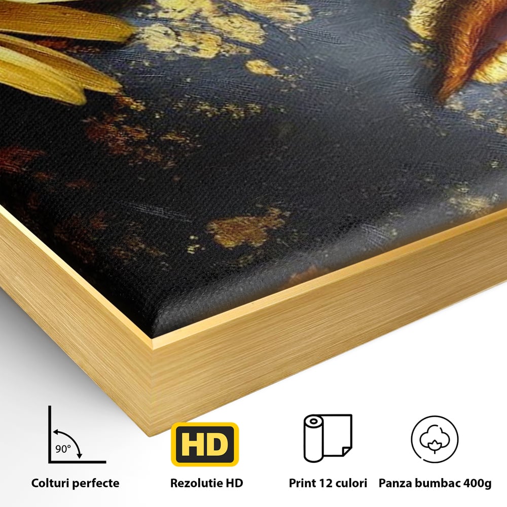 Tablou Canvas Premium, LuxCanva® G1220, Flori din Olimp, Soare, Aura, Lumina, Eclipsa, Zeitate, Mistic, Zeita, Ascuns, Timiditate, Visare, Dorinta, Splendoare, Salon, Birou, Living, Dormitor