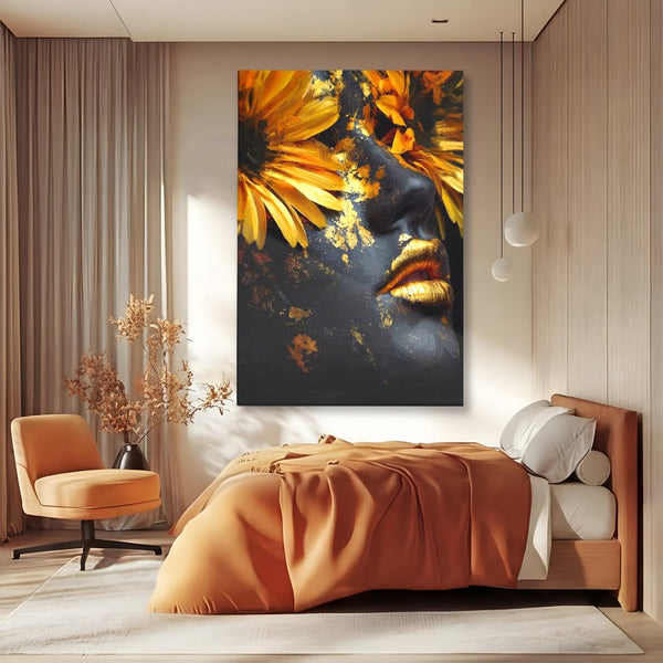 Tablou Canvas Premium, LuxCanva® G1220, Flori din Olimp, Soare, Aura, Lumina, Eclipsa, Zeitate, Mistic, Zeita, Ascuns, Timiditate, Visare, Dorinta, Splendoare, Salon, Birou, Living, Dormitor