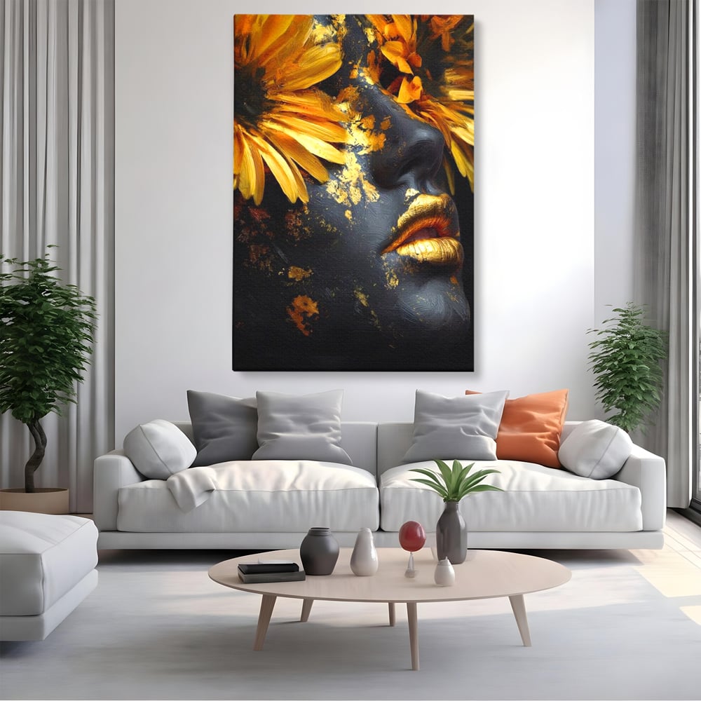 Tablou Canvas Premium, LuxCanva® G1220, Flori din Olimp, Soare, Aura, Lumina, Eclipsa, Zeitate, Mistic, Zeita, Ascuns, Timiditate, Visare, Dorinta, Splendoare, Salon, Birou, Living, Dormitor