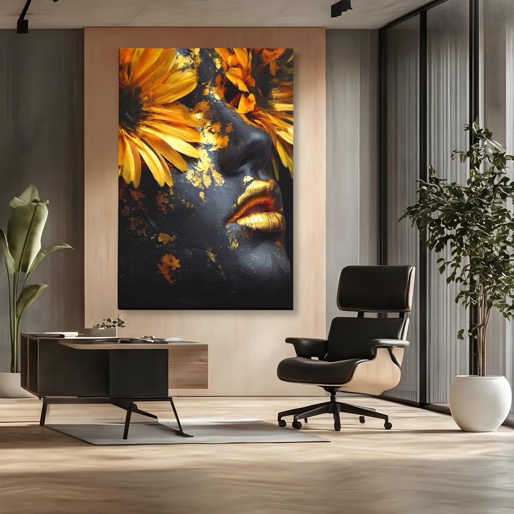 Tablou Canvas Premium, LuxCanva® G1220, Flori din Olimp, Soare, Aura, Lumina, Eclipsa, Zeitate, Mistic, Zeita, Ascuns, Timiditate, Visare, Dorinta, Splendoare, Salon, Birou, Living, Dormitor