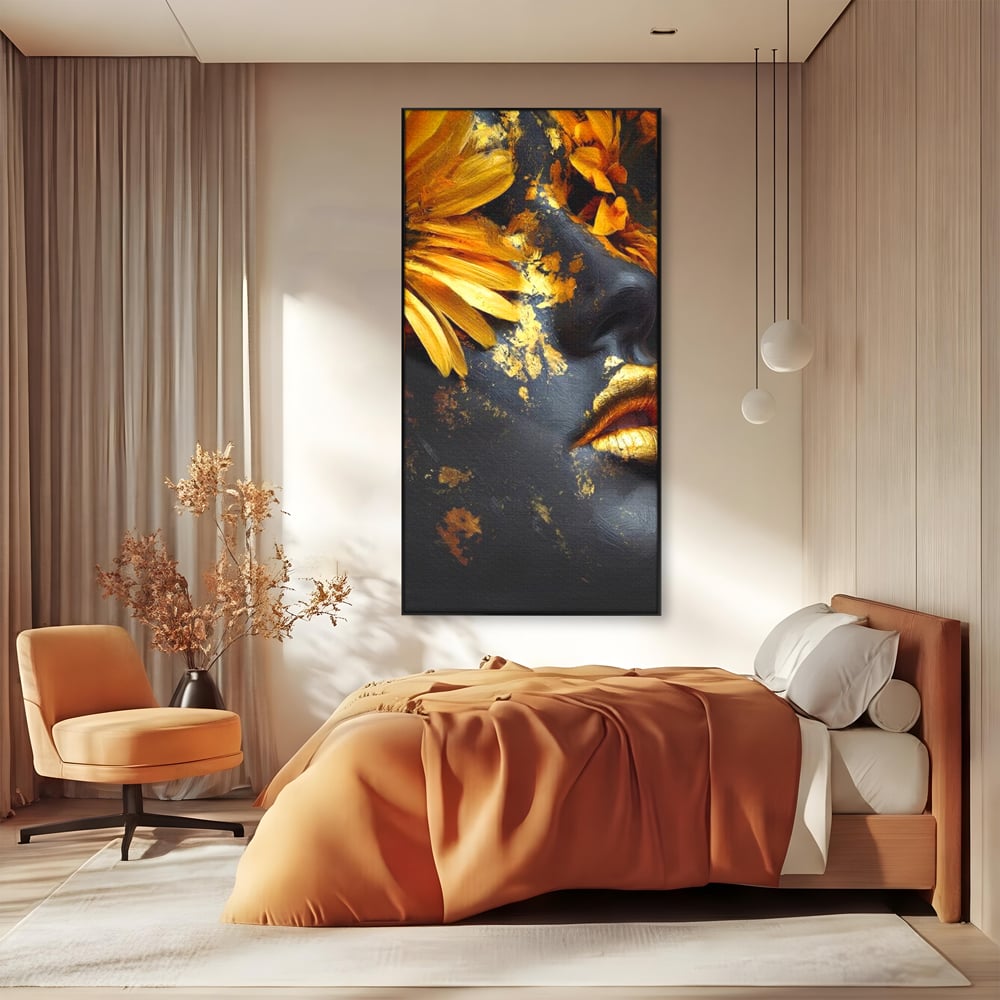 Tablou Canvas Premium, LuxCanva® G1220, Flori din Olimp, Soare, Aura, Lumina, Eclipsa, Zeitate, Mistic, Zeita, Ascuns, Timiditate, Visare, Dorinta, Splendoare, Salon, Birou, Living, Dormitor