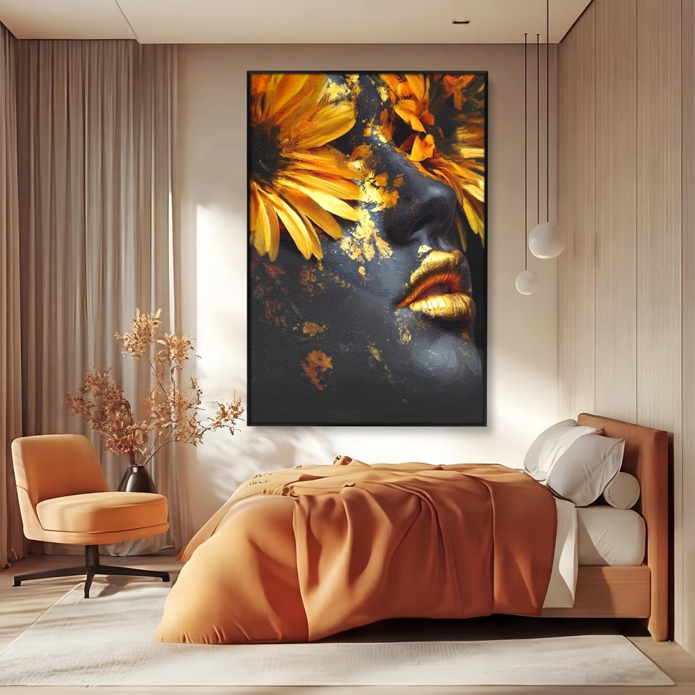 Tablou Canvas Premium, LuxCanva® G1220, Flori din Olimp, Soare, Aura, Lumina, Eclipsa, Zeitate, Mistic, Zeita, Ascuns, Timiditate, Visare, Dorinta, Splendoare, Salon, Birou, Living, Dormitor