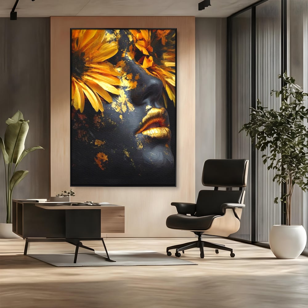 Tablou Canvas Premium, LuxCanva® G1220, Flori din Olimp, Soare, Aura, Lumina, Eclipsa, Zeitate, Mistic, Zeita, Ascuns, Timiditate, Visare, Dorinta, Splendoare, Salon, Birou, Living, Dormitor