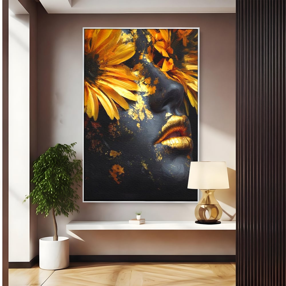 Tablou Canvas Premium, LuxCanva® G1220, Flori din Olimp, Soare, Aura, Lumina, Eclipsa, Zeitate, Mistic, Zeita, Ascuns, Timiditate, Visare, Dorinta, Splendoare, Salon, Birou, Living, Dormitor