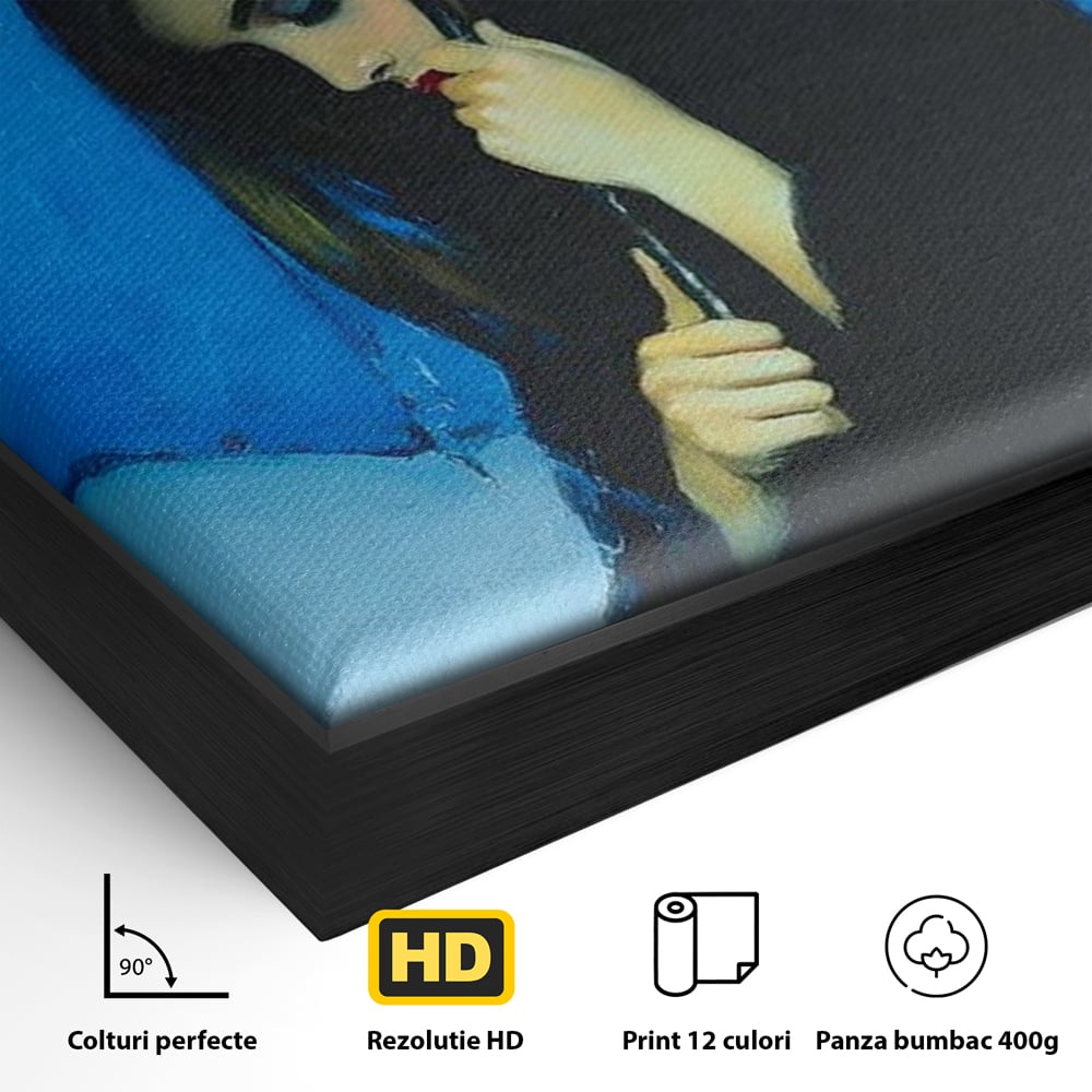 Canvas Wall Art Premium, LuxCanva® G1222, Regen der Seele, Regenschirm, Blau, Regen, Regen, Einsamkeit, Tränen, Himmel, Herz, Essenz, Geheimnis, Geheimnis, Melancholie, Gedanken, Traurigkeit, Erinnerungen, Wohnzimmer, Büro, Wohnzimmer, Schlafzimmer