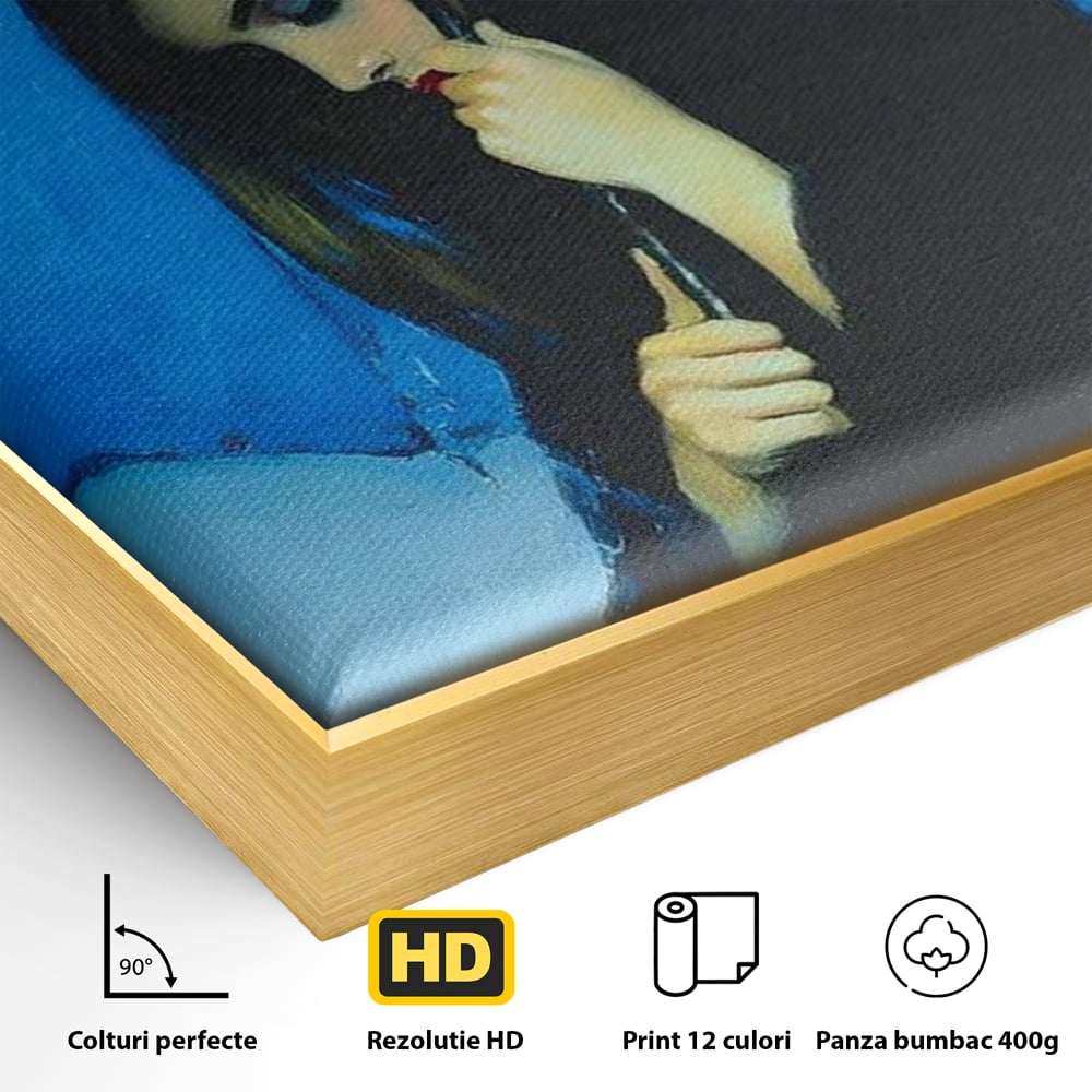 Canvas Wall Art Premium, LuxCanva® G1222, Regen der Seele, Regenschirm, Blau, Regen, Regen, Einsamkeit, Tränen, Himmel, Herz, Essenz, Geheimnis, Geheimnis, Melancholie, Gedanken, Traurigkeit, Erinnerungen, Wohnzimmer, Büro, Wohnzimmer, Schlafzimmer