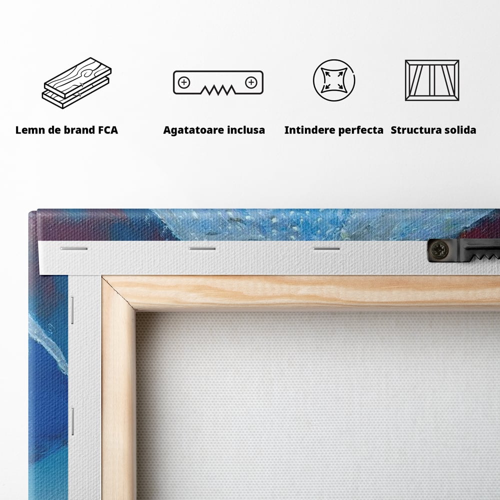 Canvas Wall Art Premium, LuxCanva® G1222, Regen der Seele, Regenschirm, Blau, Regen, Regen, Einsamkeit, Tränen, Himmel, Herz, Essenz, Geheimnis, Geheimnis, Melancholie, Gedanken, Traurigkeit, Erinnerungen, Wohnzimmer, Büro, Wohnzimmer, Schlafzimmer