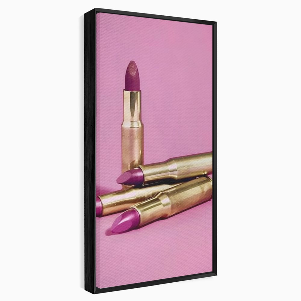 Tablou Canvas Premium, LuxCanva® G1224, Armele Feminitatii, Ruj, Auriu, Roz, Glont, Fundal, Pop Art, Minimalism, Feminitate, Glamour, Make-up, Rebeliune, Seductie, Machiaj, Salon, Birou, Living, Dormitor