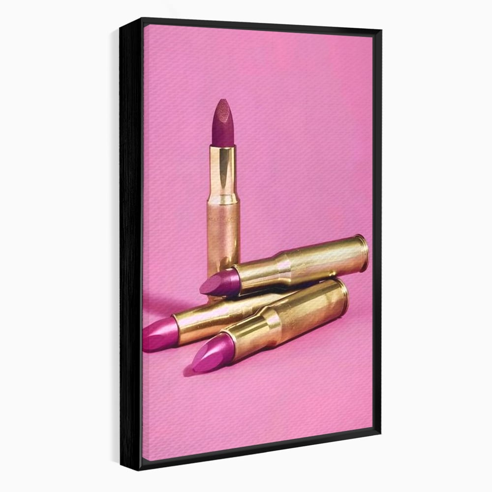 Tablou Canvas Premium, LuxCanva® G1224, Armele Feminitatii, Ruj, Auriu, Roz, Glont, Fundal, Pop Art, Minimalism, Feminitate, Glamour, Make-up, Rebeliune, Seductie, Machiaj, Salon, Birou, Living, Dormitor