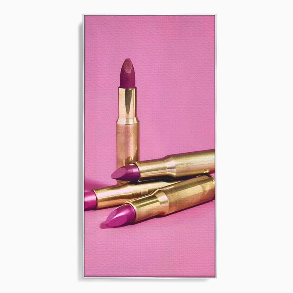 Tablou Canvas Premium, LuxCanva® G1224, Armele Feminitatii, Ruj, Auriu, Roz, Glont, Fundal, Pop Art, Minimalism, Feminitate, Glamour, Make-up, Rebeliune, Seductie, Machiaj, Salon, Birou, Living, Dormitor