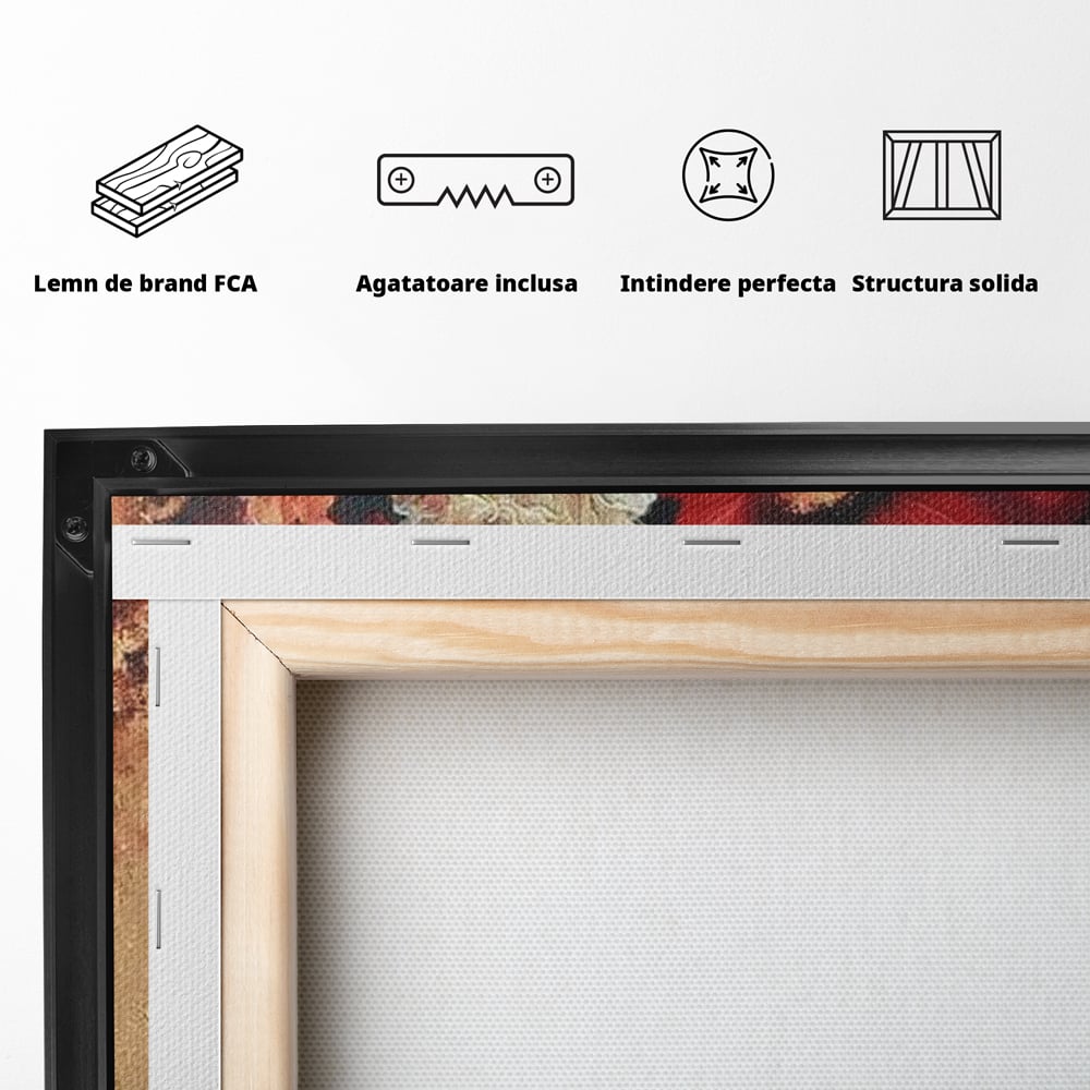 Tablou Canvas Premium, LuxCanva® G1228, Voal din Petale, Gradina, Tacut, Flori, Regina, Eclipsa, Rosu, Trandafir, Aur, Eleganta, Feminitate, Pictura, Texturat, Lux, Modern, Femeie, Salon, Living, Dormitor