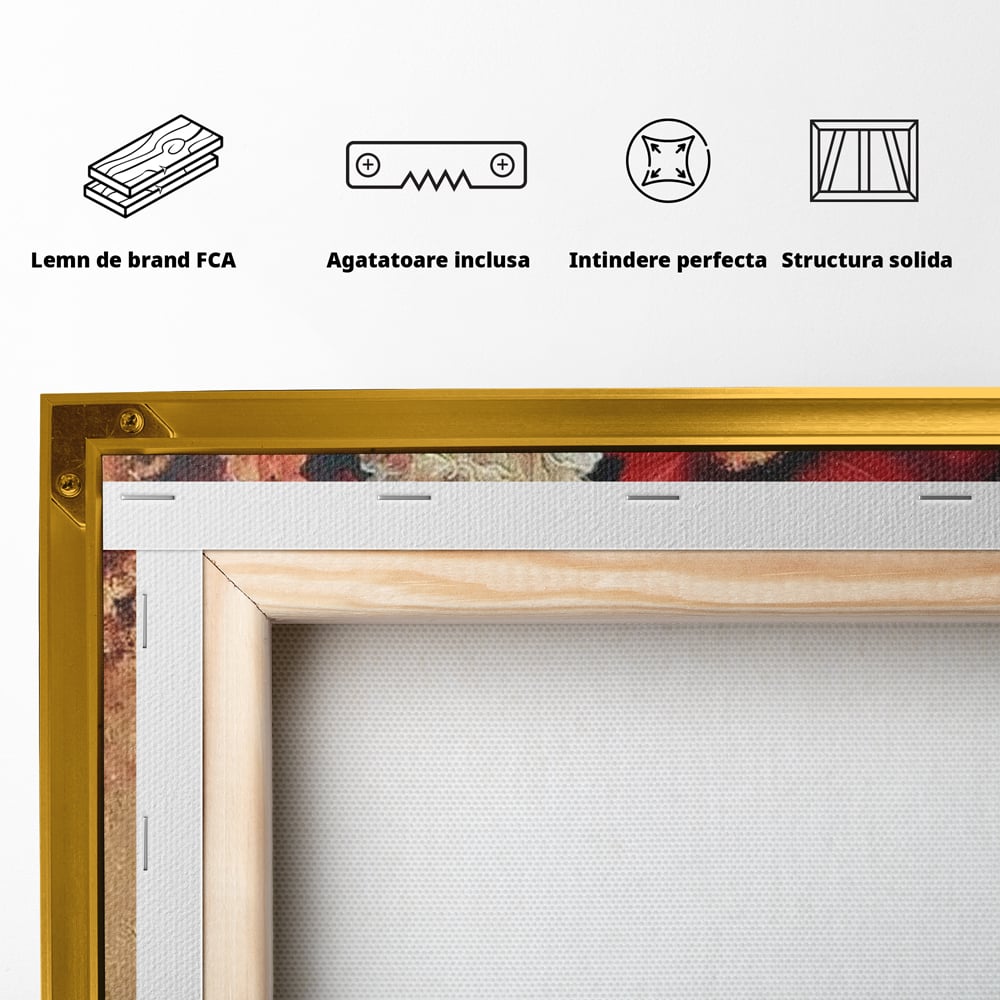 Tablou Canvas Premium, LuxCanva® G1228, Voal din Petale, Gradina, Tacut, Flori, Regina, Eclipsa, Rosu, Trandafir, Aur, Eleganta, Feminitate, Pictura, Texturat, Lux, Modern, Femeie, Salon, Living, Dormitor