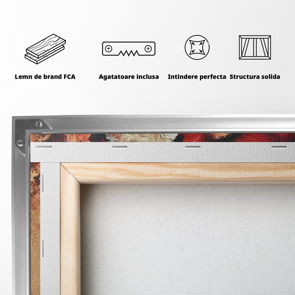 Tablou Canvas Premium, LuxCanva® G1228, Voal din Petale, Gradina, Tacut, Flori, Regina, Eclipsa, Rosu, Trandafir, Aur, Eleganta, Feminitate, Pictura, Texturat, Lux, Modern, Femeie, Salon, Living, Dormitor