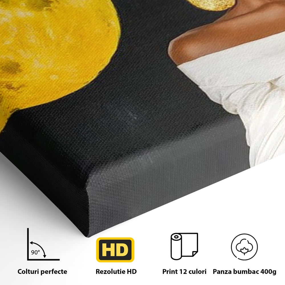 Tablou Canvas Premium, LuxCanva® G1230, Lumina din Tine, Luna, Aur, Aurora, Nocturn, Cr, Pamant, Cosic, Alb, Negru, Forta, Divinitate, Bijuterii, Cercei, Rochie, Umeri, Senzual, Salon, Living, Dormitor