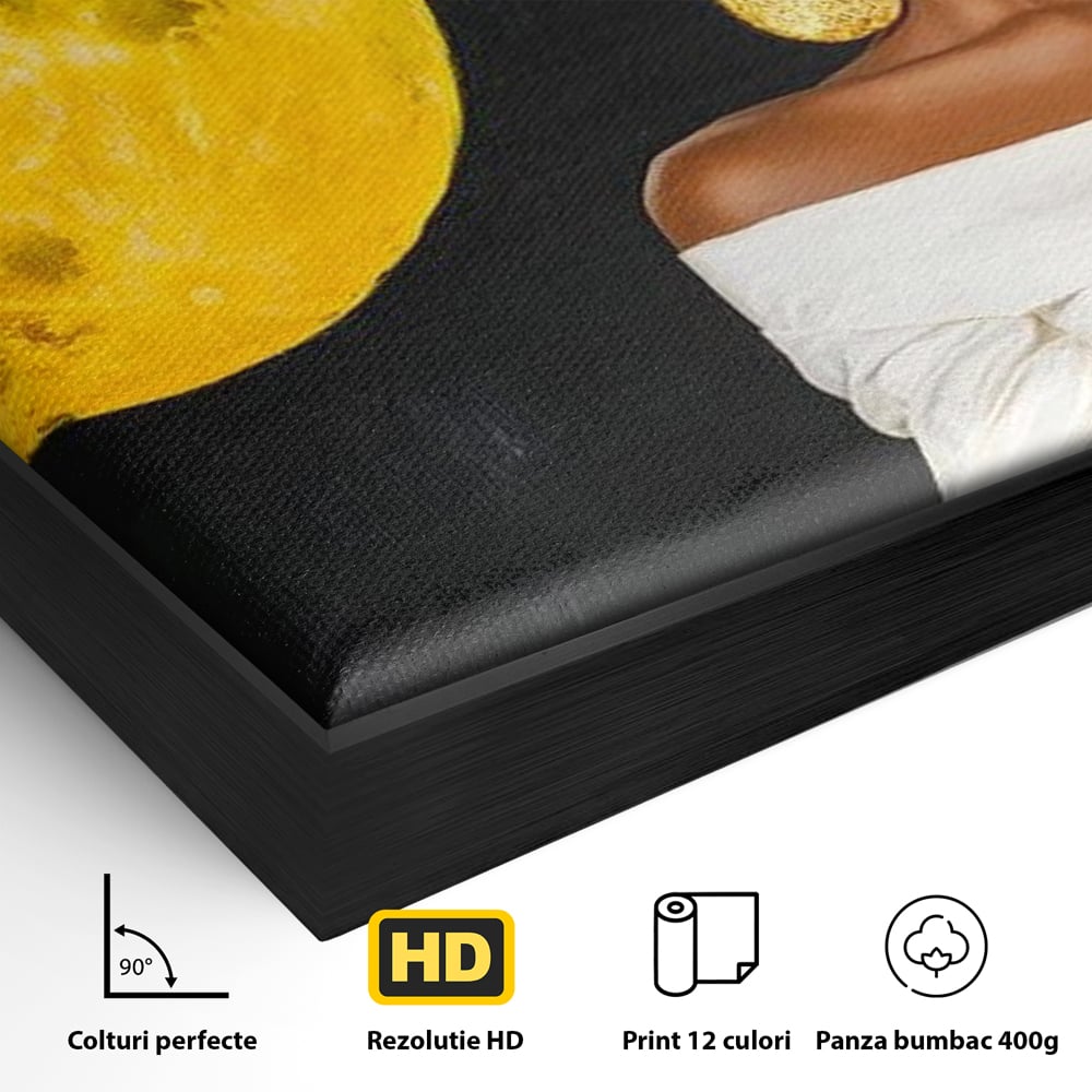Tablou Canvas Premium, LuxCanva® G1230, Lumina din Tine, Luna, Aur, Aurora, Nocturn, Cr, Pamant, Cosic, Alb, Negru, Forta, Divinitate, Bijuterii, Cercei, Rochie, Umeri, Senzual, Salon, Living, Dormitor