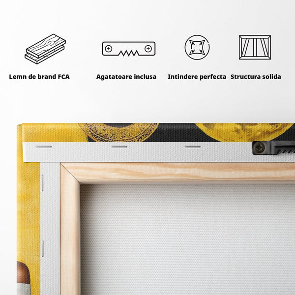 Tablou Canvas Premium, LuxCanva® G1230, Lumina din Tine, Luna, Aur, Aurora, Nocturn, Cr, Pamant, Cosic, Alb, Negru, Forta, Divinitate, Bijuterii, Cercei, Rochie, Umeri, Senzual, Salon, Living, Dormitor
