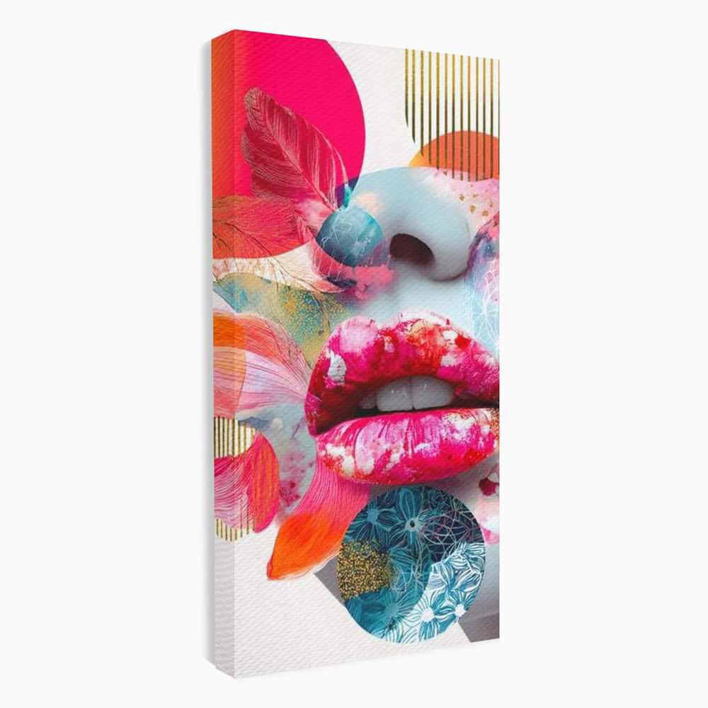 Tablou Canvas Premium, LuxCanva® G1233, Euforia Buzelor,  Pop Art, Senzual, Floral, Abstract, Expresivitate, Culoare, Dorinta, Acvatic, Vis, Fluture, Seductie, Sarut, Neon, Salon, Living, Dormitor