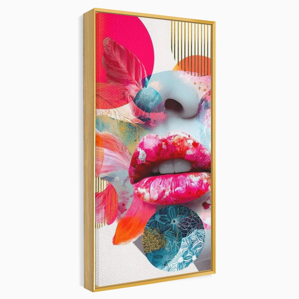 Tablou Canvas Premium, LuxCanva® G1233, Euforia Buzelor,  Pop Art, Senzual, Floral, Abstract, Expresivitate, Culoare, Dorinta, Acvatic, Vis, Fluture, Seductie, Sarut, Neon, Salon, Living, Dormitor