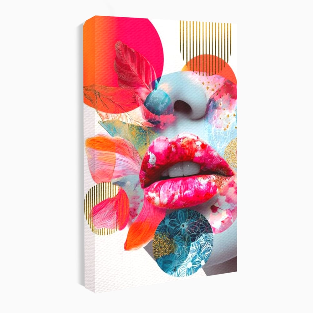 Tablou Canvas Premium, LuxCanva® G1233, Euforia Buzelor,  Pop Art, Senzual, Floral, Abstract, Expresivitate, Culoare, Dorinta, Acvatic, Vis, Fluture, Seductie, Sarut, Neon, Salon, Living, Dormitor