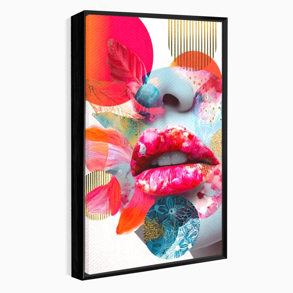 Tablou Canvas Premium, LuxCanva® G1233, Euforia Buzelor,  Pop Art, Senzual, Floral, Abstract, Expresivitate, Culoare, Dorinta, Acvatic, Vis, Fluture, Seductie, Sarut, Neon, Salon, Living, Dormitor