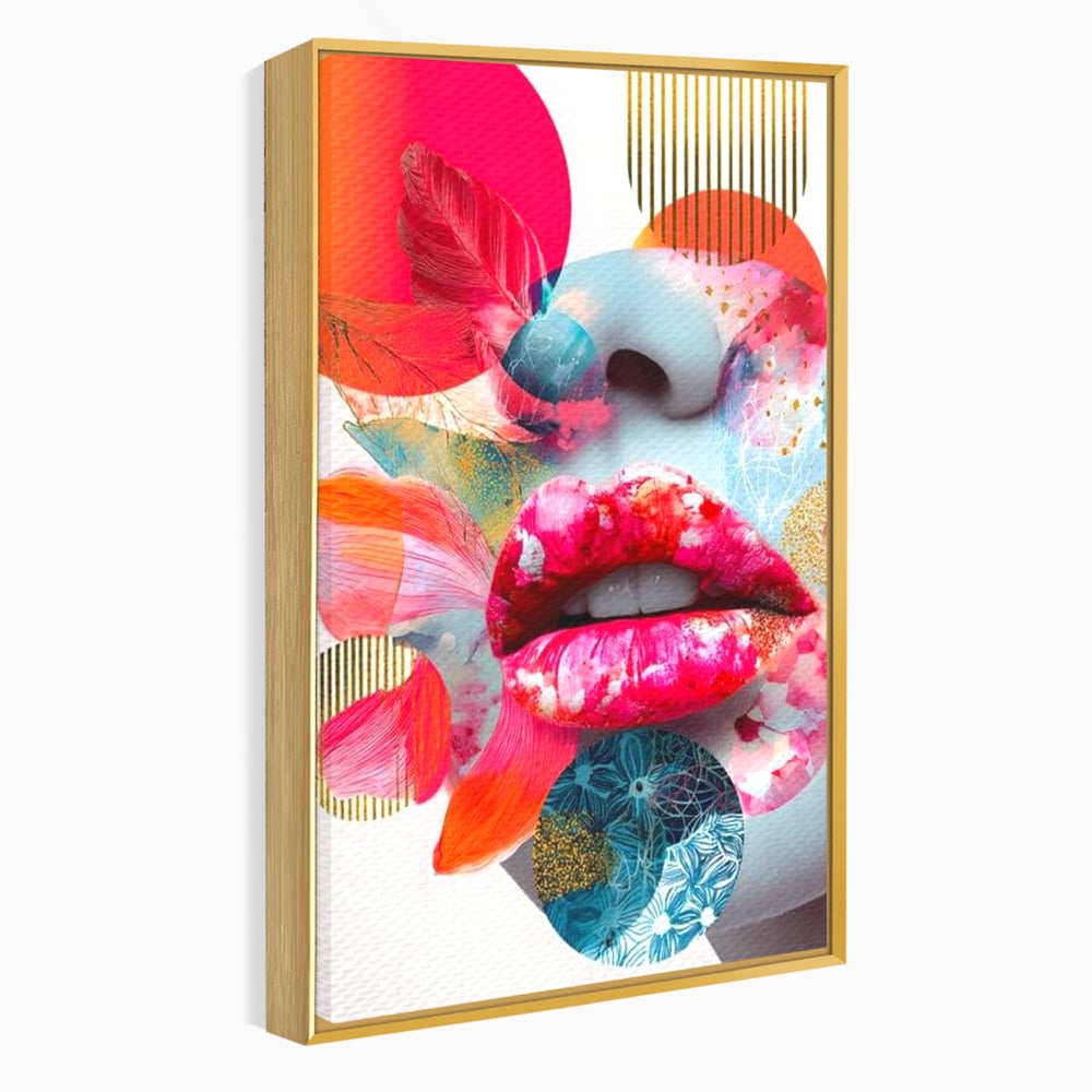 Tablou Canvas Premium, LuxCanva® G1233, Euforia Buzelor,  Pop Art, Senzual, Floral, Abstract, Expresivitate, Culoare, Dorinta, Acvatic, Vis, Fluture, Seductie, Sarut, Neon, Salon, Living, Dormitor