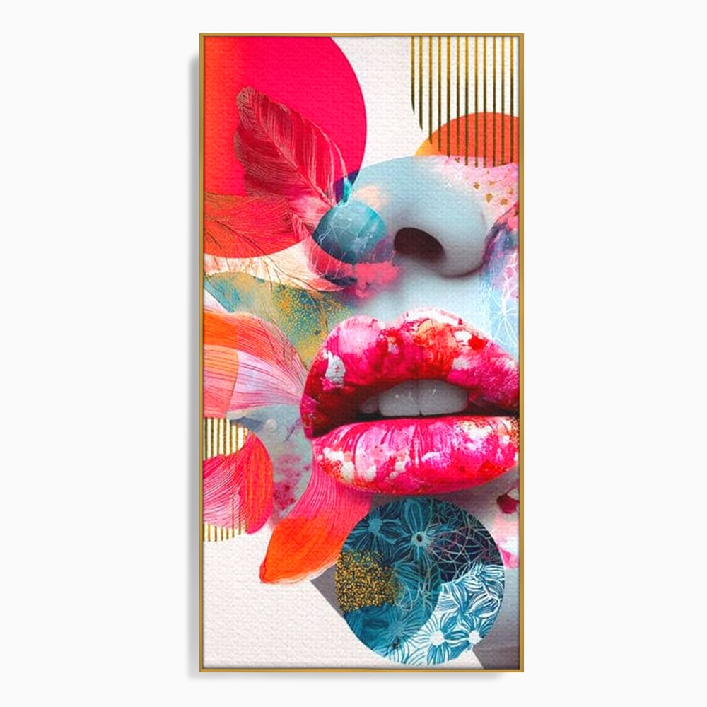 Tablou Canvas Premium, LuxCanva® G1233, Euforia Buzelor,  Pop Art, Senzual, Floral, Abstract, Expresivitate, Culoare, Dorinta, Acvatic, Vis, Fluture, Seductie, Sarut, Neon, Salon, Living, Dormitor