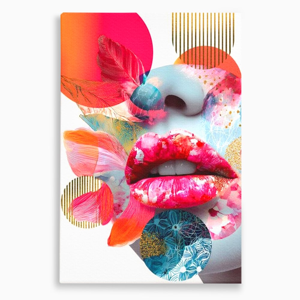 Tablou Canvas Premium, LuxCanva® G1233, Euforia Buzelor,  Pop Art, Senzual, Floral, Abstract, Expresivitate, Culoare, Dorinta, Acvatic, Vis, Fluture, Seductie, Sarut, Neon, Salon, Living, Dormitor