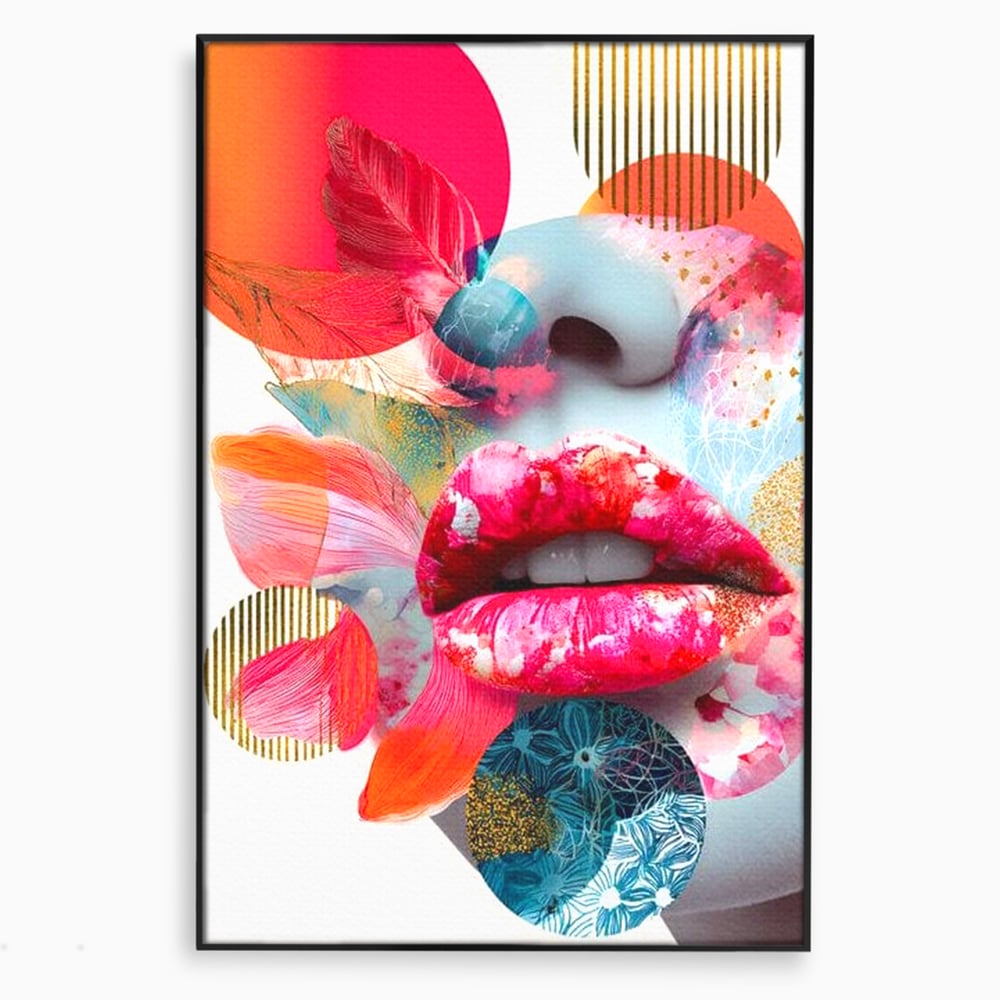 Tablou Canvas Premium, LuxCanva® G1233, Euforia Buzelor,  Pop Art, Senzual, Floral, Abstract, Expresivitate, Culoare, Dorinta, Acvatic, Vis, Fluture, Seductie, Sarut, Neon, Salon, Living, Dormitor