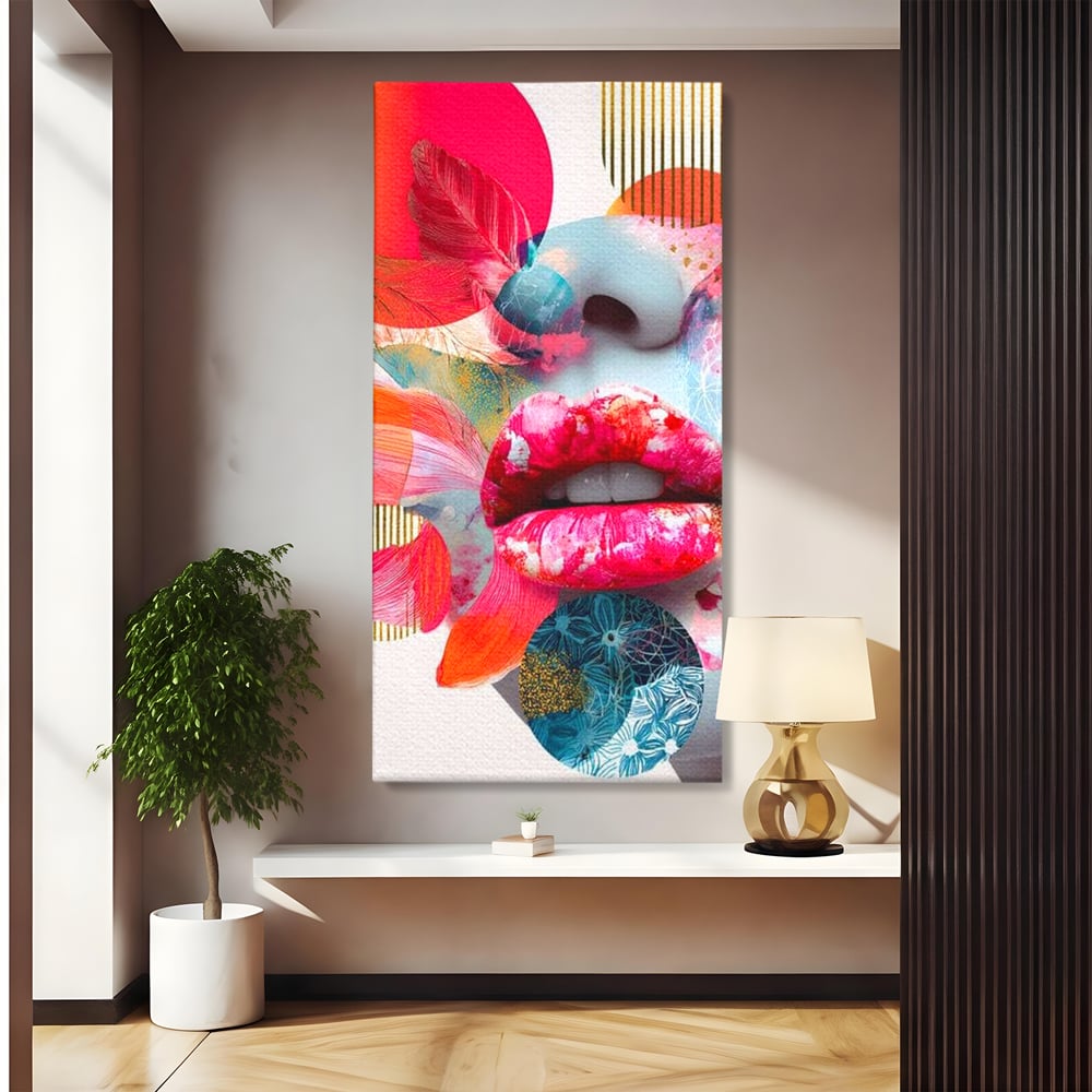Tablou Canvas Premium, LuxCanva® G1233, Euforia Buzelor,  Pop Art, Senzual, Floral, Abstract, Expresivitate, Culoare, Dorinta, Acvatic, Vis, Fluture, Seductie, Sarut, Neon, Salon, Living, Dormitor