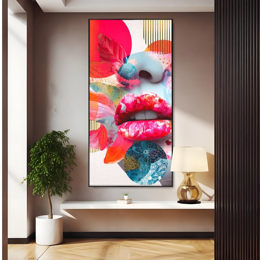 Tablou Canvas Premium, LuxCanva® G1233, Euforia Buzelor,  Pop Art, Senzual, Floral, Abstract, Expresivitate, Culoare, Dorinta, Acvatic, Vis, Fluture, Seductie, Sarut, Neon, Salon, Living, Dormitor