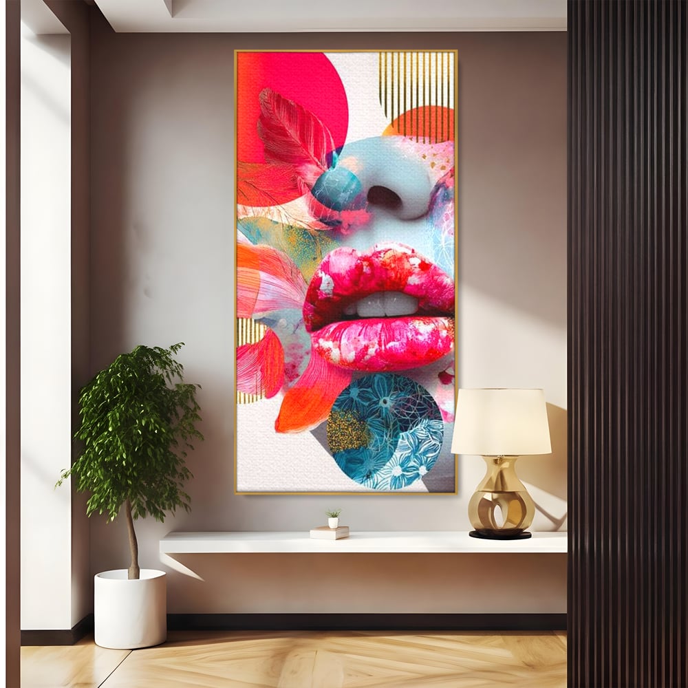 Tablou Canvas Premium, LuxCanva® G1233, Euforia Buzelor,  Pop Art, Senzual, Floral, Abstract, Expresivitate, Culoare, Dorinta, Acvatic, Vis, Fluture, Seductie, Sarut, Neon, Salon, Living, Dormitor
