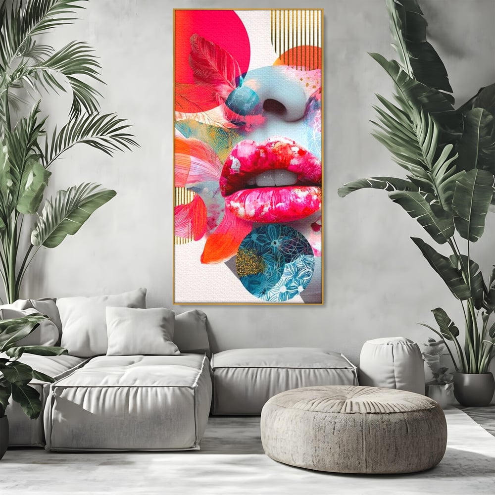 Tablou Canvas Premium, LuxCanva® G1233, Euforia Buzelor,  Pop Art, Senzual, Floral, Abstract, Expresivitate, Culoare, Dorinta, Acvatic, Vis, Fluture, Seductie, Sarut, Neon, Salon, Living, Dormitor
