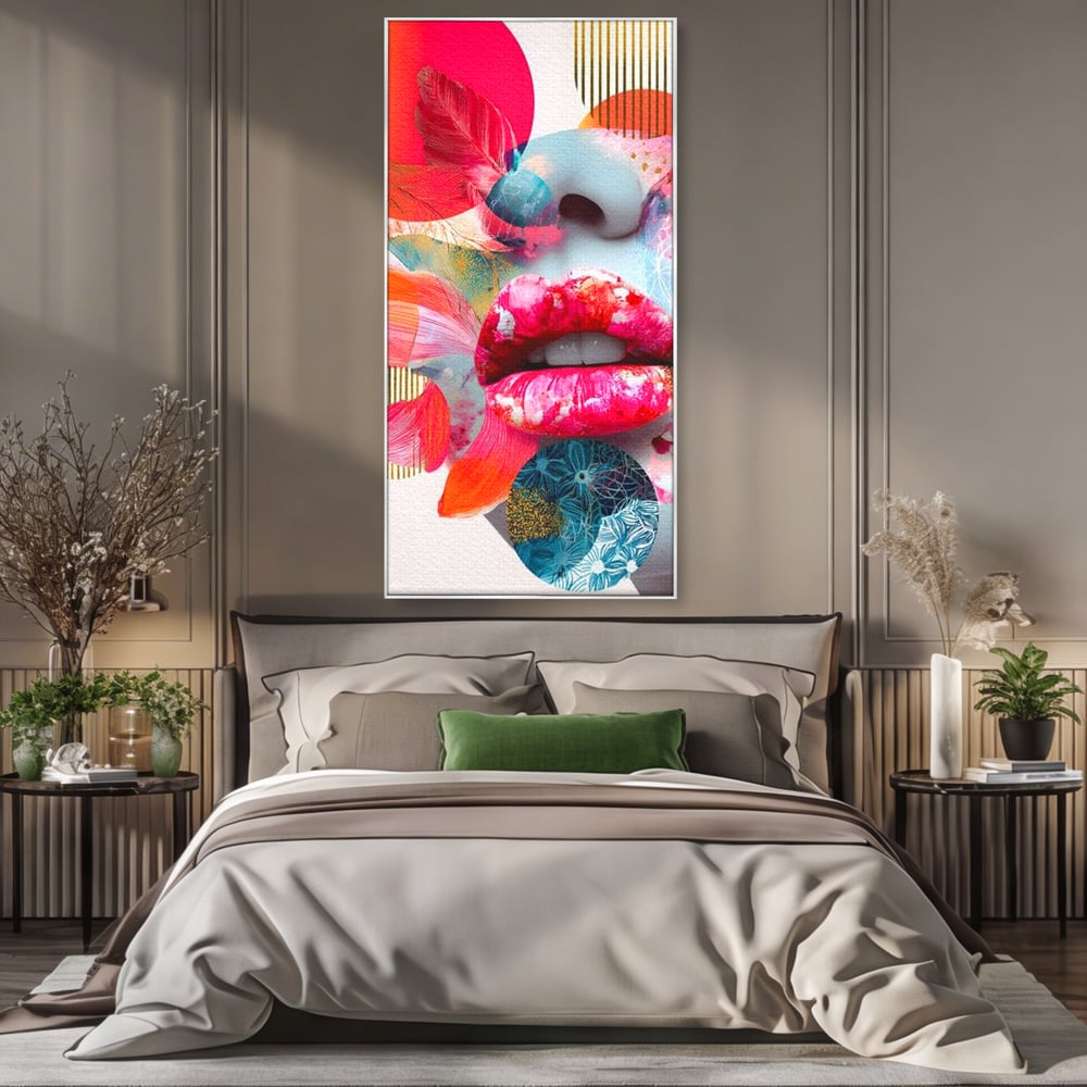 Tablou Canvas Premium, LuxCanva® G1233, Euforia Buzelor,  Pop Art, Senzual, Floral, Abstract, Expresivitate, Culoare, Dorinta, Acvatic, Vis, Fluture, Seductie, Sarut, Neon, Salon, Living, Dormitor